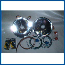 !!TEMP. OUT  OF STOCK!! Quartz Halogen Reflector Kit with Turn Signals - 12 volt - Model A Ford - Bu