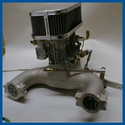 Two Barrel Down Draft Carburetor & Intake Manifold - Model A Ford