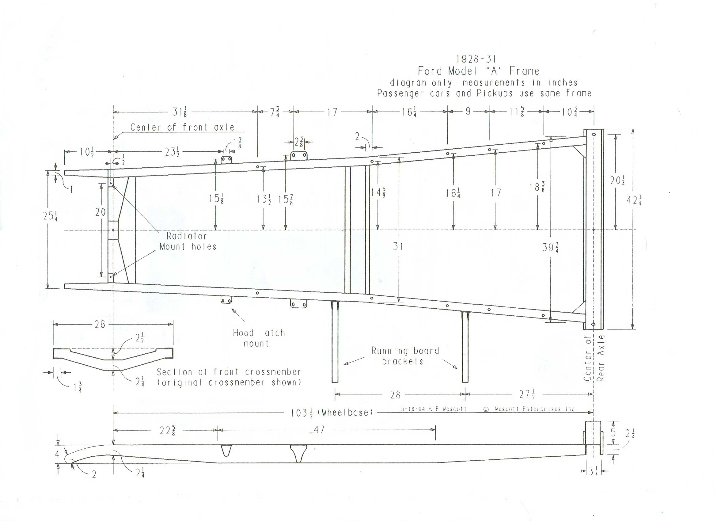 Model A Ford Frame Dimensions