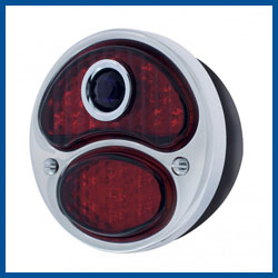 Complete Commercial LED Tail Light - 12 Volt - Right - Red Lens with Blue Dot