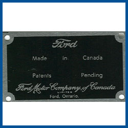 Data Plate - Canadian ? Model A Ford  - Model A Ford - Buy Online!