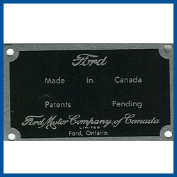 Data Plate - Canadian - Model A Ford  - Model A Ford - Buy Online!